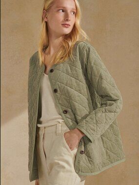 Poetry Green Quilted Cord Jacket
